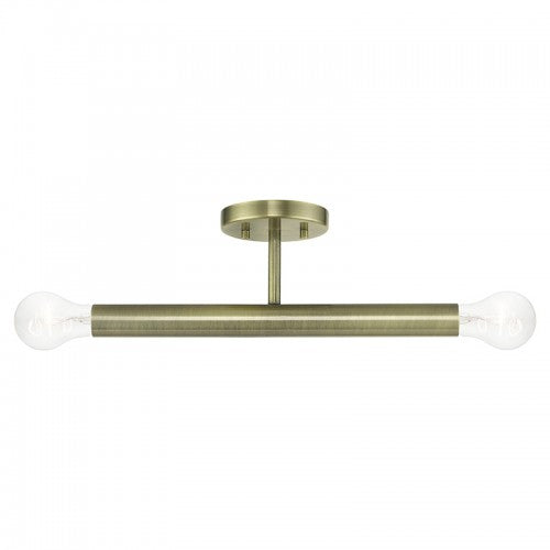 2 Light Antique Brass Semi-Flush Semi Flush Livex