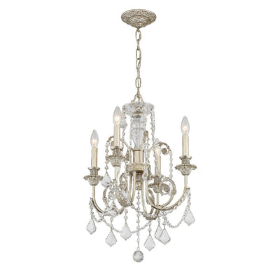 Regis 4 Light Hand Cut Crystal Olde Silver Chandelier Chandelier Crystorama