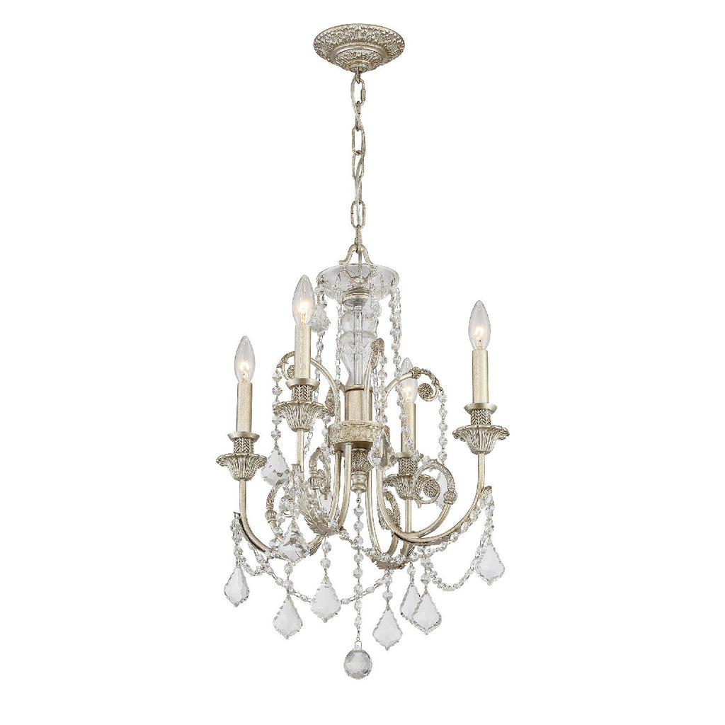 Regis 4 Light Swarovski Strass Crystal Olde Silver Chandelier Chandelier Crystorama