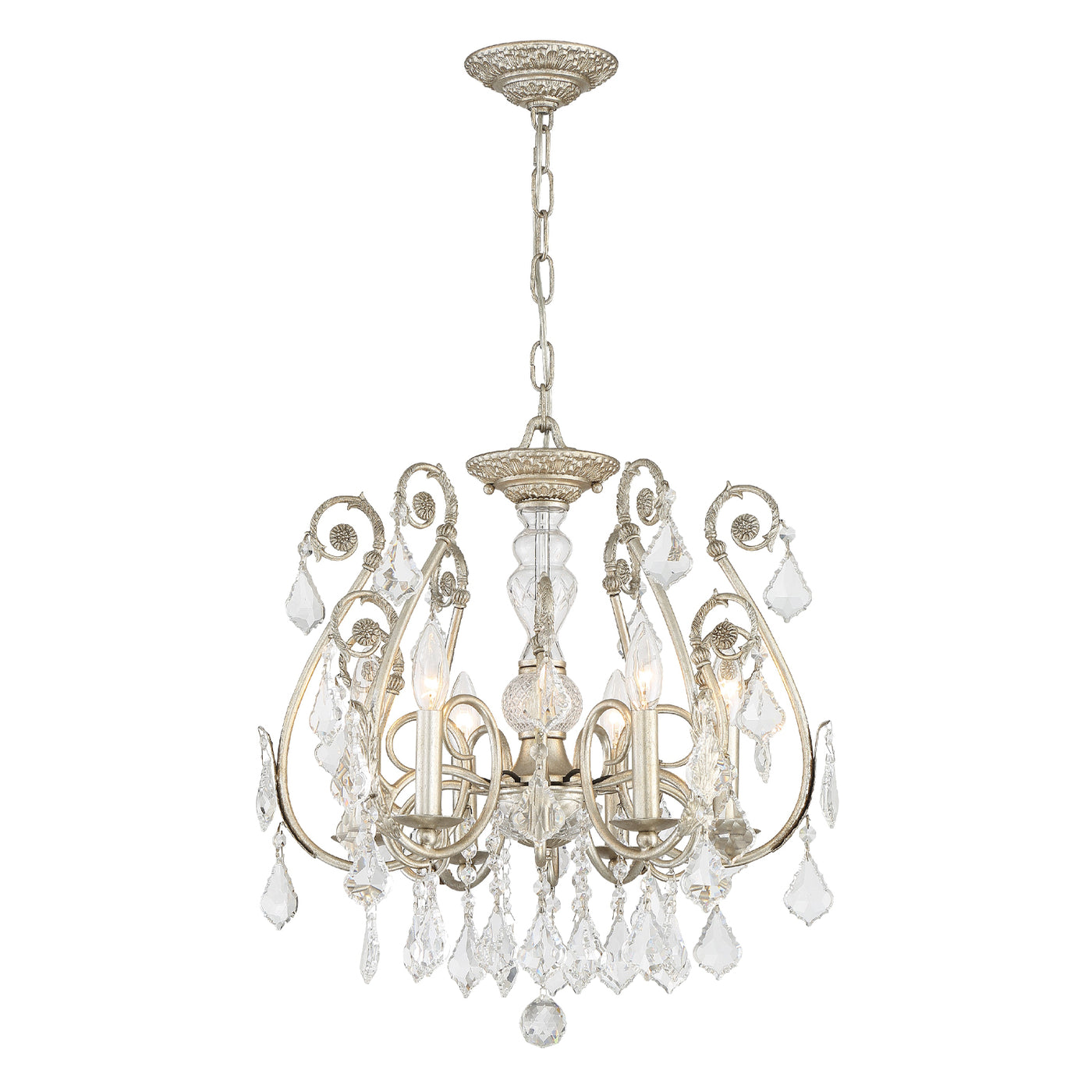 Regis 6 Light Hand Cut Crystal Olde Silver Chandelier Chandelier Crystorama