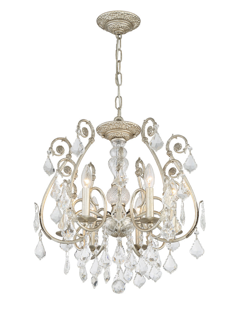 Regis 6 Light Hand Cut Crystal Olde Silver Chandelier Chandelier Crystorama