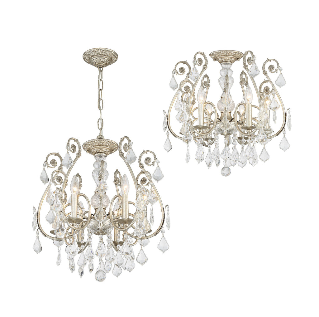 Regis 6 Light Hand Cut Crystal Olde Silver Chandelier Chandelier Crystorama