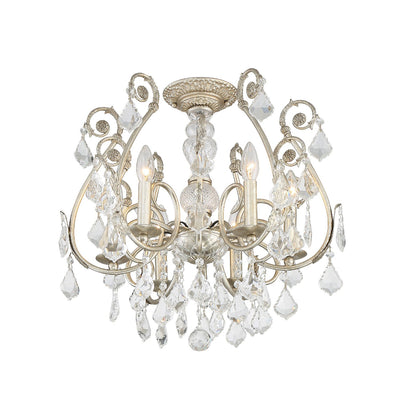 Regis 6 Light Hand Cut Crystal Olde Silver Semi Flush Mount Semi Flush Crystorama