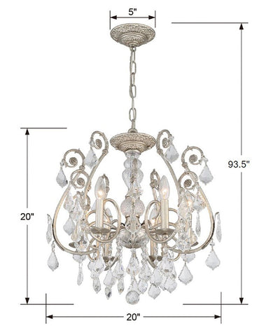 Regis 6 Light Hand Cut Crystal Olde Silver Chandelier Chandelier Crystorama