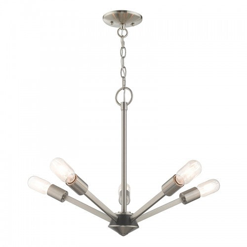 5 Light Brushed Nickel Chandelier Chandelier Livex