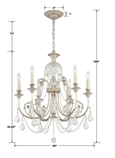 Regis 6 Light Clear Italian Crystal Olde Silver Chandelier Chandelier Crystorama