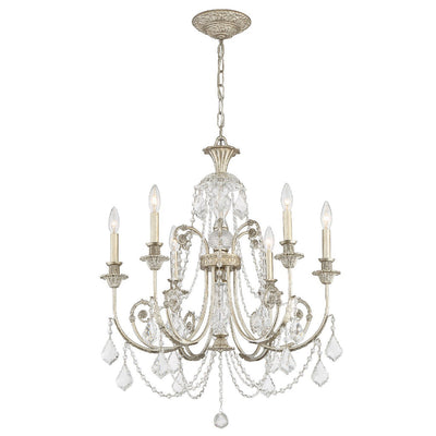 Regis 6 Light Spectra Crystal Olde Silver Chandelier Chandelier Crystorama