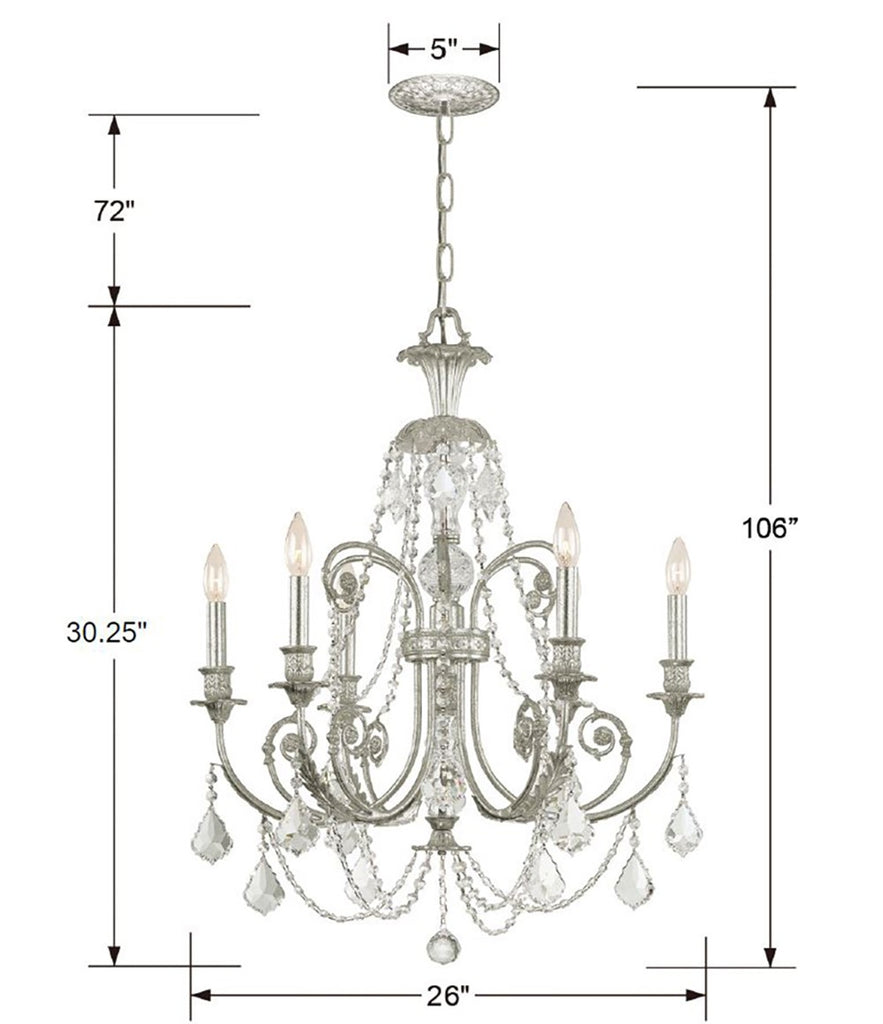 Regis 6 Light Spectra Crystal Olde Silver Chandelier Chandelier Crystorama