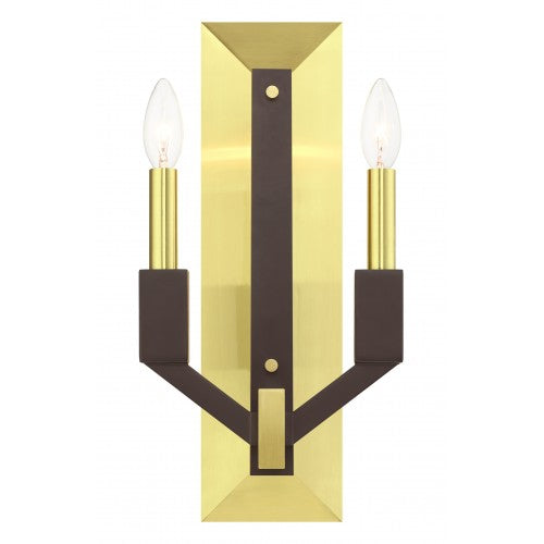 2 Light Satin Brass ADA Double Sconce Wall Sconce Livex