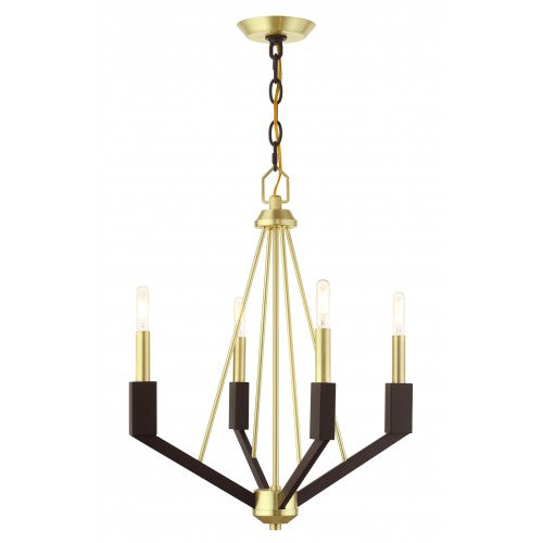 4 Light Satin Brass Chandelier Chandelier Livex