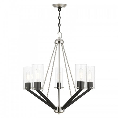 5 Light Brushed Nickel & Black Chandelier Chandelier Livex