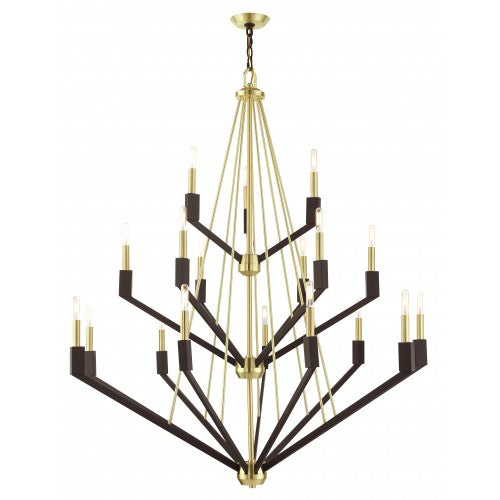 18 Light Satin Brass Foyer Chandelier Chandelier Livex