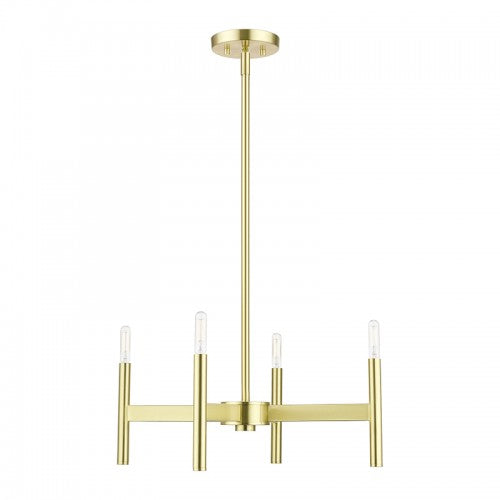 4-Light Satin Brass Chandelier Chandelier Livex