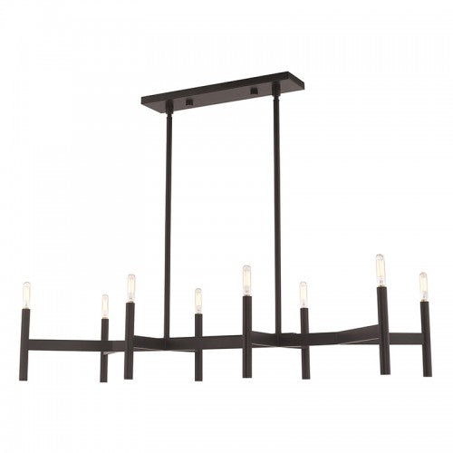 8 Light Bronze Linear Chandelier Linear Livex