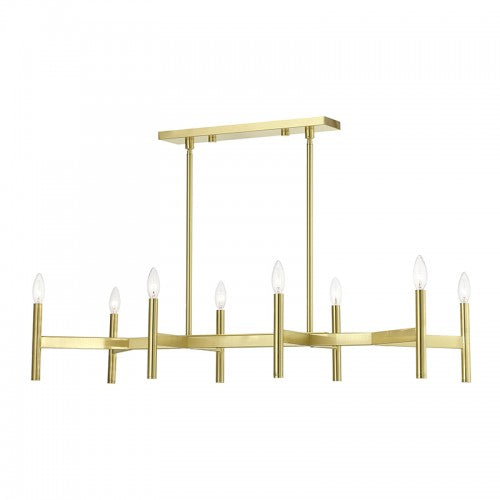 8-Light Satin Brass Linear Chandelier Linear Livex