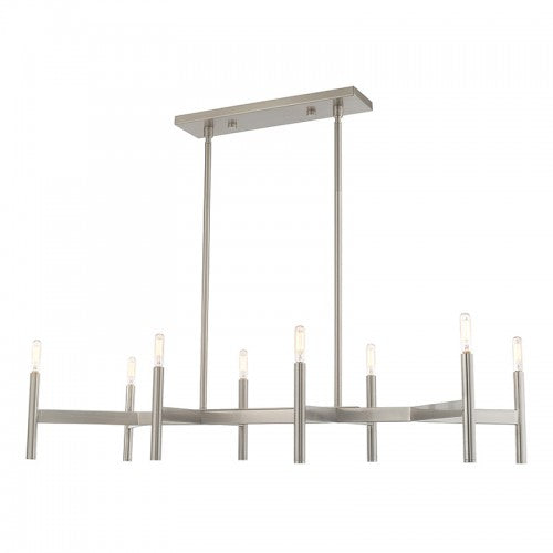 8 Light Brushed Nickel Linear Chandelier Linear Livex