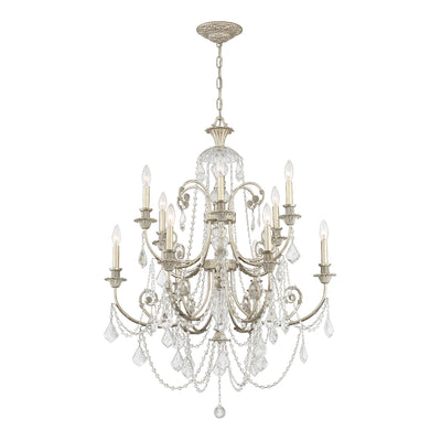 Regis 12 Light Hand Cut Crystal Olde Silver Chandelier Chandelier Crystorama