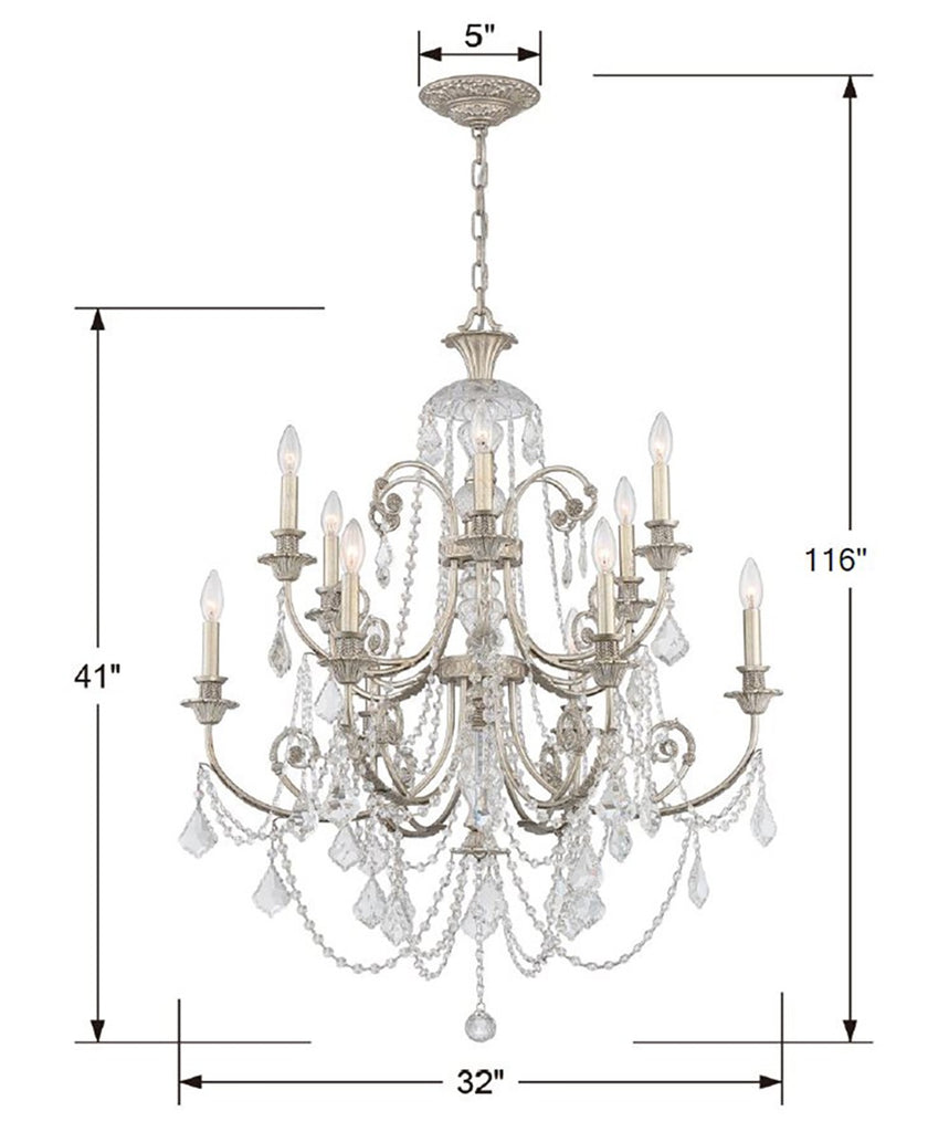 Regis 12 Light Spectra Crystal Olde Silver Chandelier Chandelier Crystorama