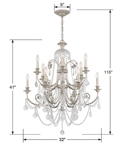 Regis 12 Light Spectra Crystal Olde Silver Chandelier Chandelier Crystorama