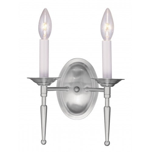2 Light Brushed Nickel Wall Sconce Wall Sconce Livex