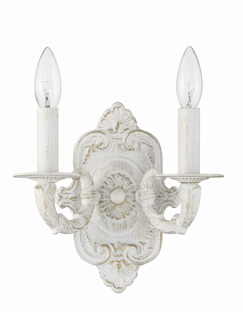 Paris Market 2 Light Antique White Sconce Wall Sconce Crystorama