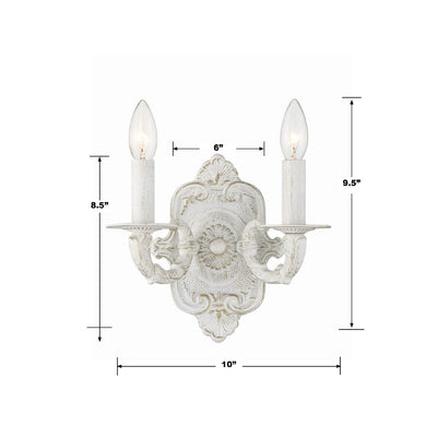 Paris Market 2 Light Antique White Sconce Wall Sconce Crystorama