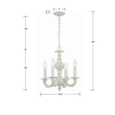 Paris Market 4 Light Antique White Mini Chandelier Chandelier Crystorama