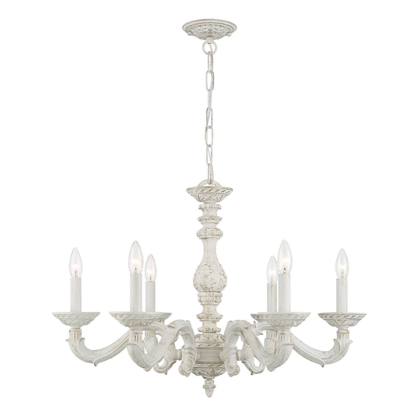 Paris Market 6 Light Antique White Chandelier Chandelier Crystorama