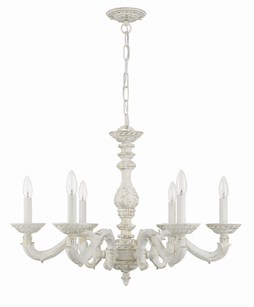 Paris Market 6 Light Antique White Chandelier Chandelier Crystorama