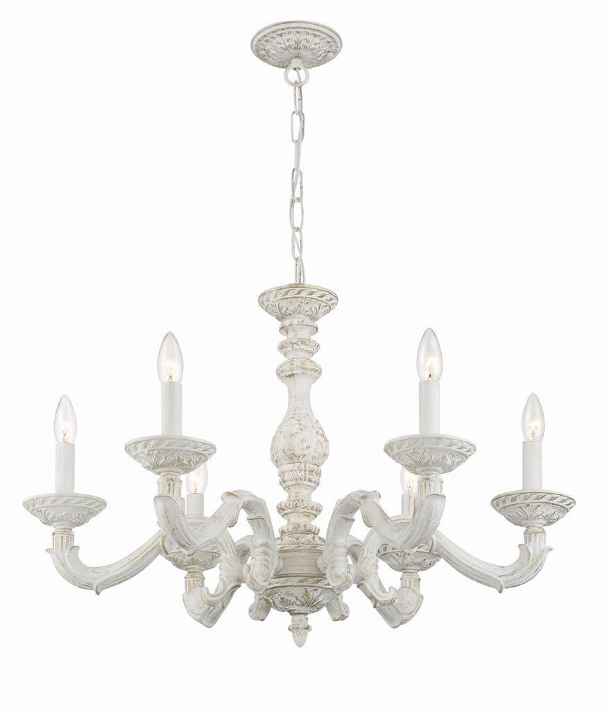 Paris Market 6 Light Antique White Chandelier Chandelier Crystorama