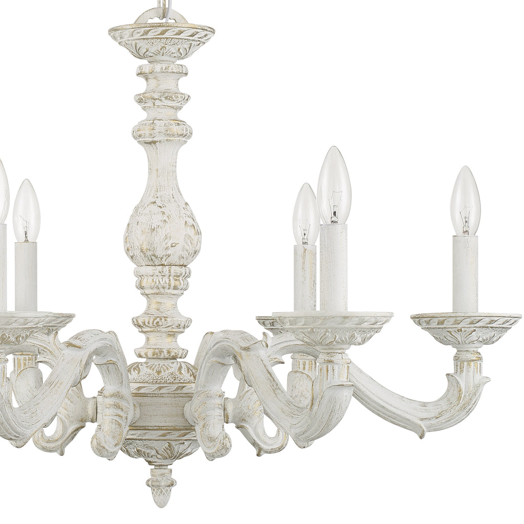 Paris Market 6 Light Antique White Chandelier Chandelier Crystorama