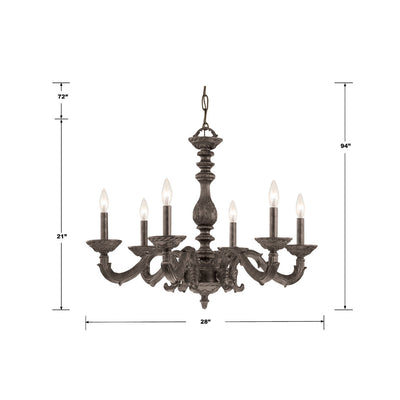 Paris Market 6 Light Venetian Bronze Chandelier Chandelier Crystorama