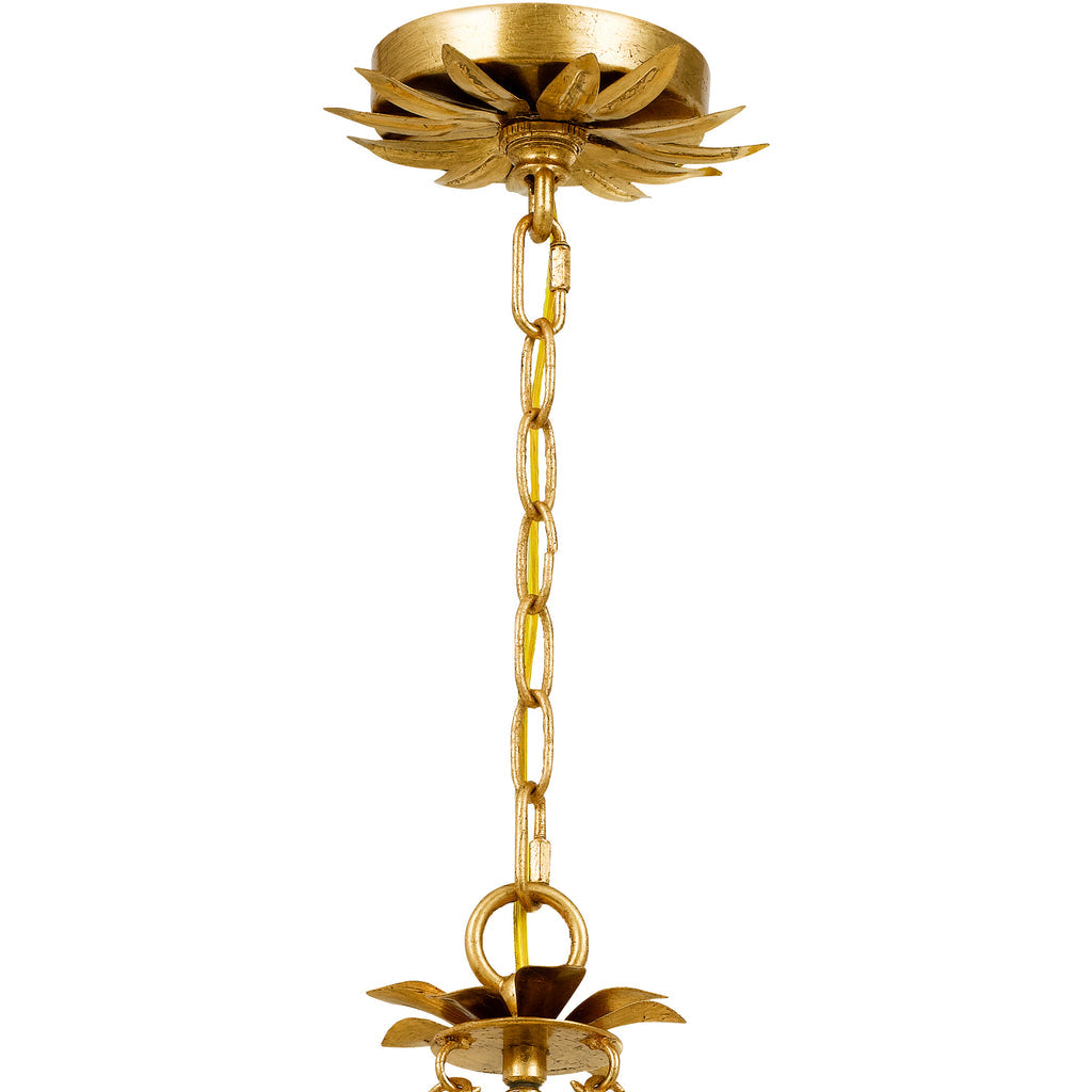 Broche 3 Light Antique Gold Mini Chandelier Chandelier Crystorama