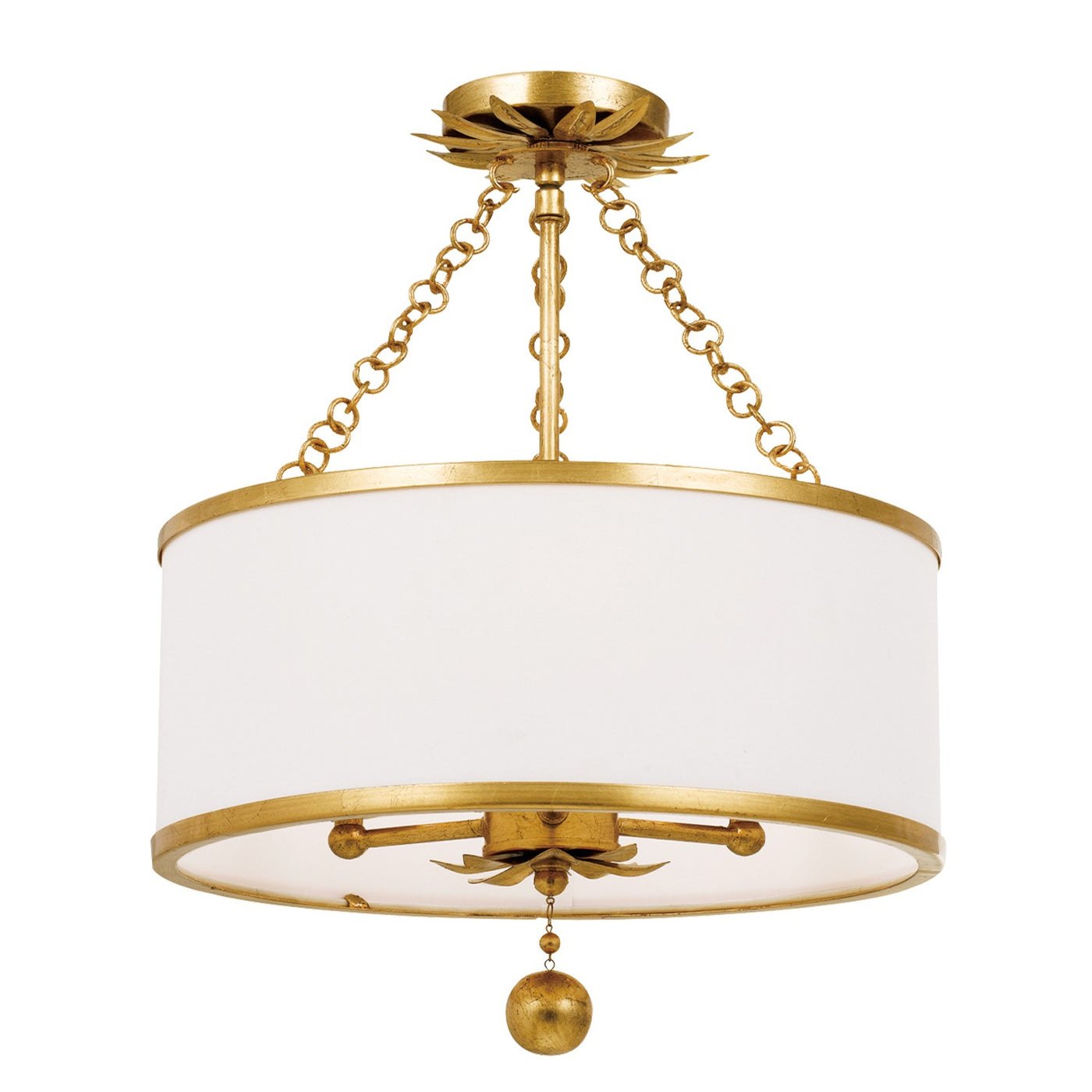 Broche 3 Light Antique Gold Semi Flush Mount Semi Flush Crystorama