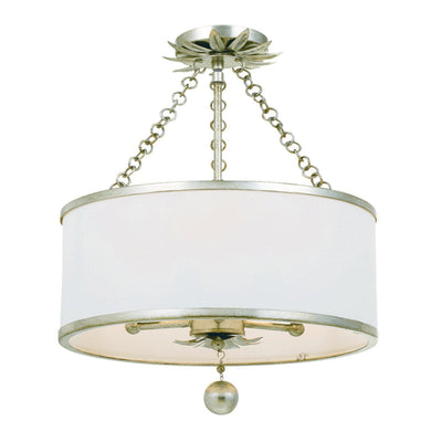 Broche 3 Light Antique Silver Semi Flush Mount Semi Flush Crystorama