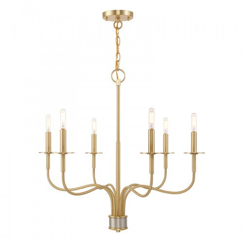 6 Light Satin Brass Chandelier Chandelier Livex