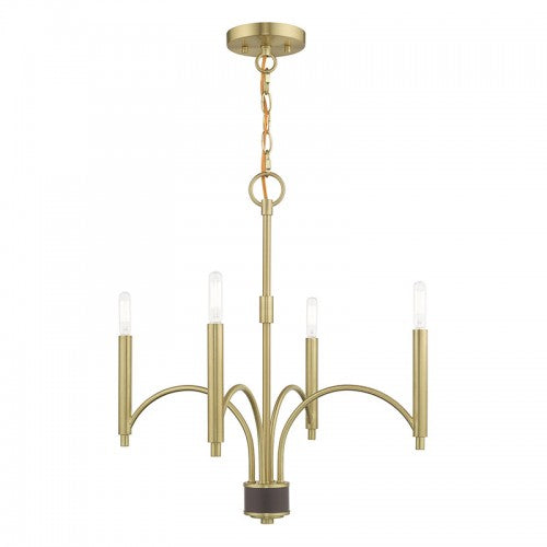 4 Light Satin Brass Chandelier Chandelier Livex