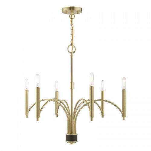 6 Light Satin Brass Chandelier Chandelier Livex