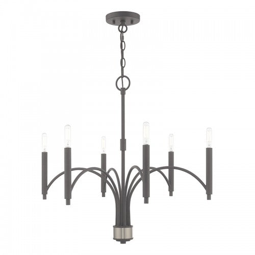 6 Light Scandinavian Gray Chandelier Chandelier Livex