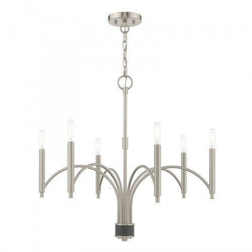 6 Light Brushed Nickel Chandelier Chandelier Livex