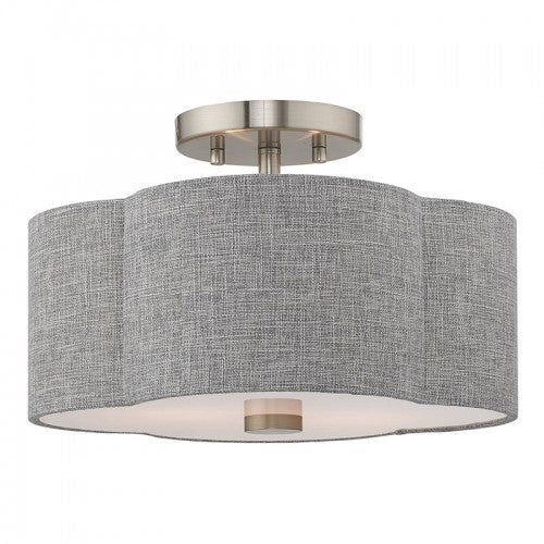 2 Light Brushed Nickel Ceiling Mount Semi Flush Livex