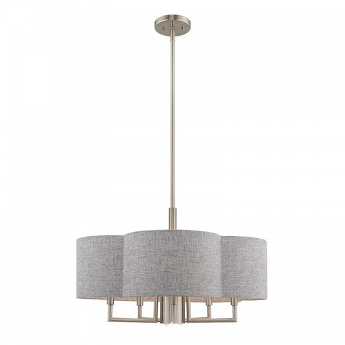 6 Light Brushed Nickel Pendant Chandelier Chandelier Livex