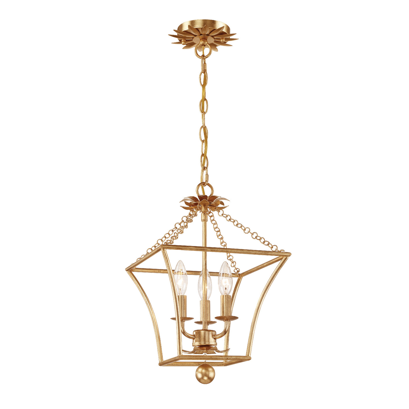 Broche 3 Light Antique Gold Mini Chandelier Chandelier Crystorama