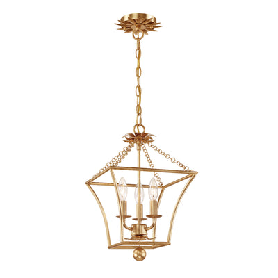 Broche 3 Light Antique Gold Mini Chandelier Chandelier Crystorama