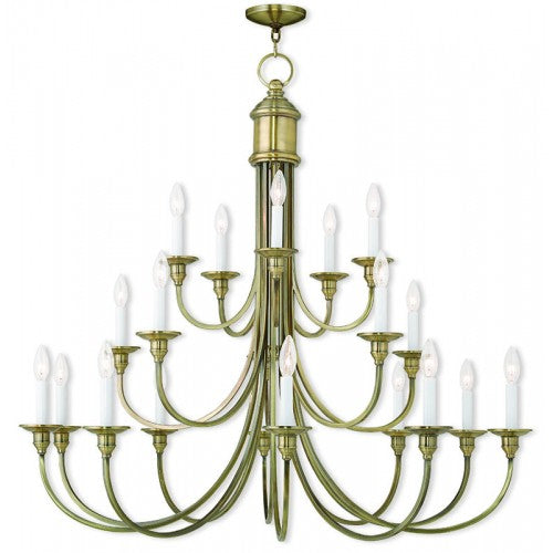 20 Light Antique Brass Foyer Chandelier Chandelier Livex