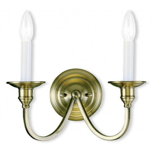 2 Light Antique Brass Wall Sconce Wall Sconce Livex