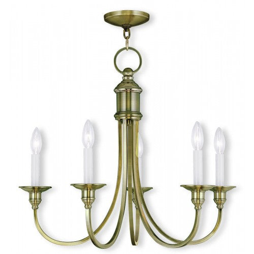 5 Light Antique Brass Chandelier Chandelier Livex