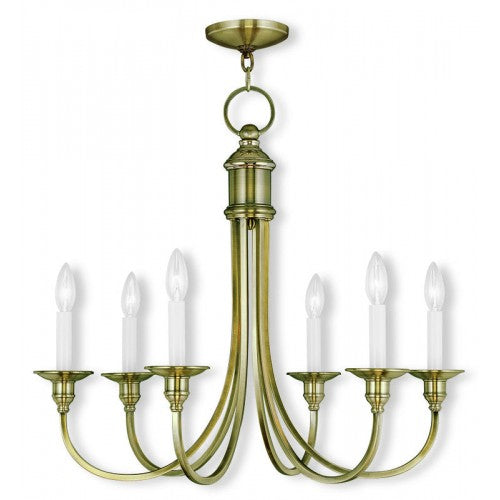 6 Light Antique Brass Chandelier Chandelier Livex