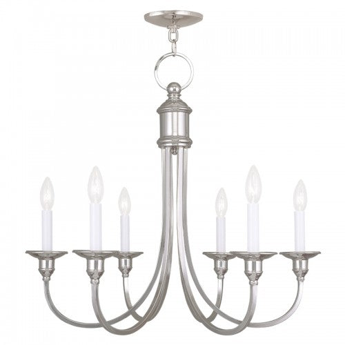 6 Light Polished Nickel Chandelier Chandelier Livex