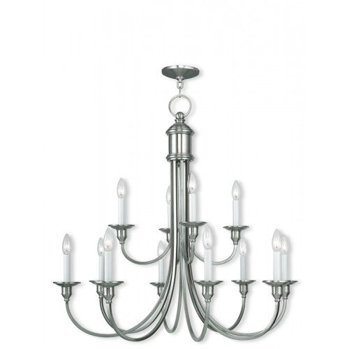 12 Light Brushed Nickel Chandelier Chandelier Livex